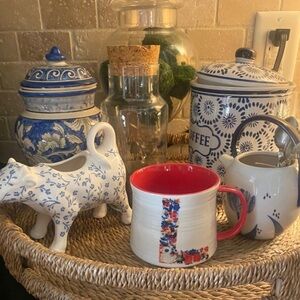 Anthropologie Nathalie Lete Monogram Bouquet Mug "L”